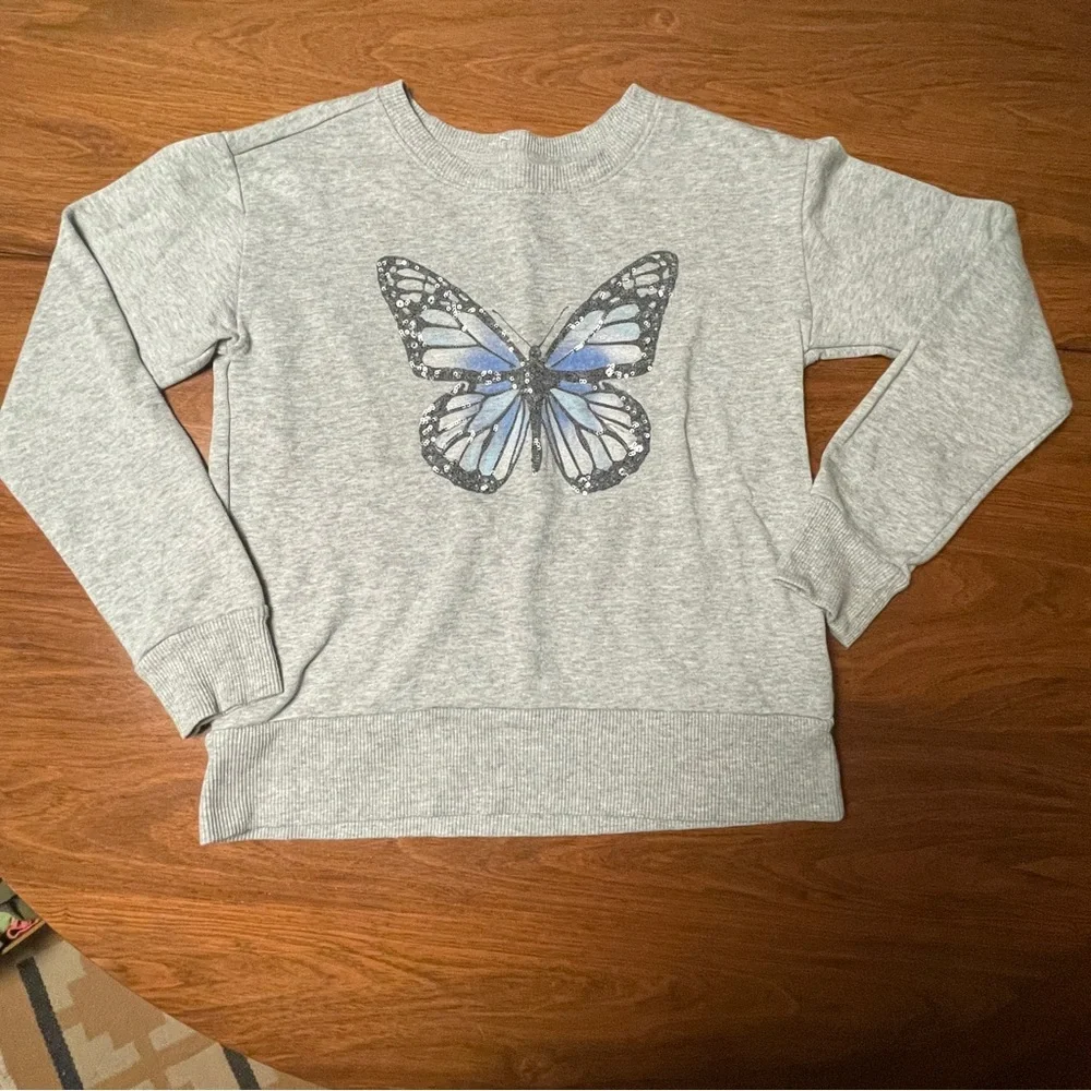 GAP Kids Gray Knit Sweater Butterfly, Sparkly kids size XL